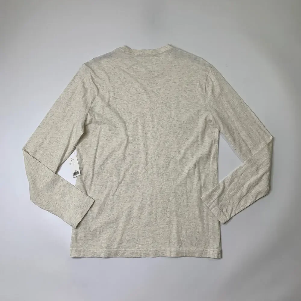 Banana Republic Shirt Mens M Medium Ivory Soft Wash Cotton Long Sleeve Crew Neck